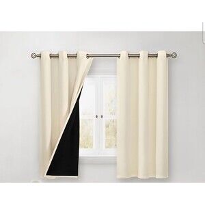BGment Short 100% Blackout Curtains for 46"W x 54"L (Pack of 2), Cream